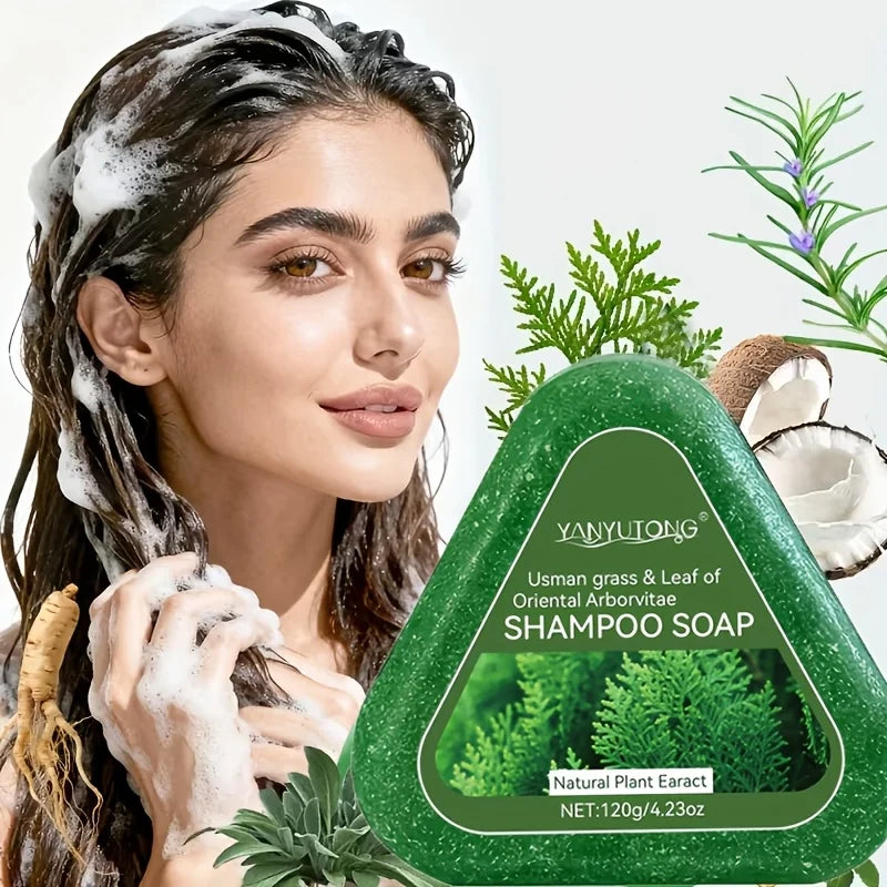 Usman Grass & Platycladus Herbal Shampoo Bar – Natural Shampoo Soap for Healthy Hair & Scalp Care 120g