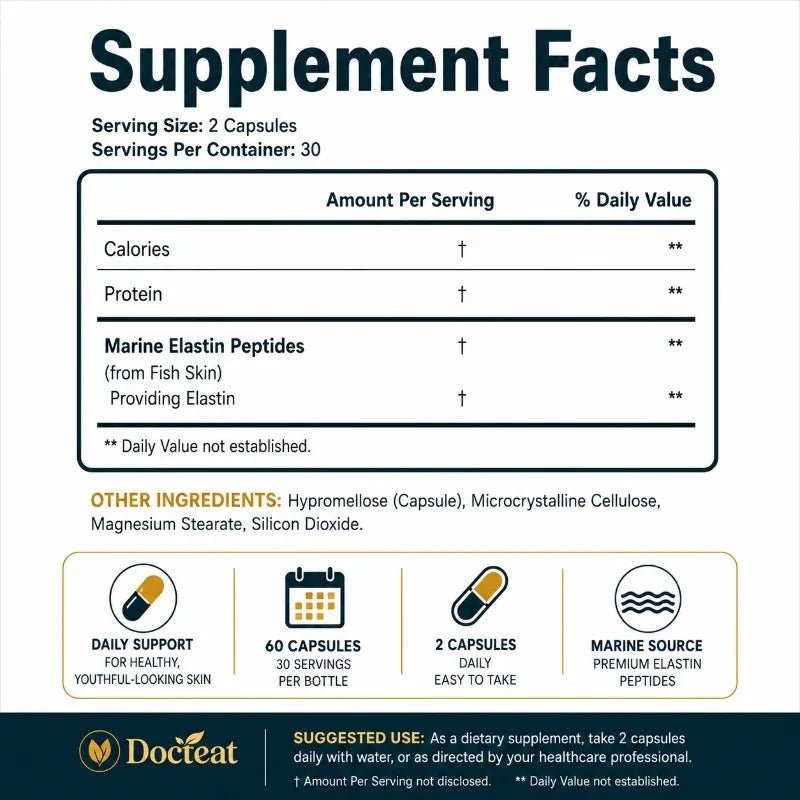 Marine Elastin Peptide Capsules – Skin Wellness Supplement, 60 Capsules