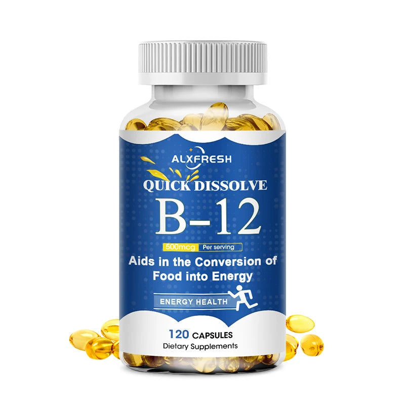 ALXFRESH Vitamin B12 Capsules – Daily Energy, Brain & Nervous System Support Supplement