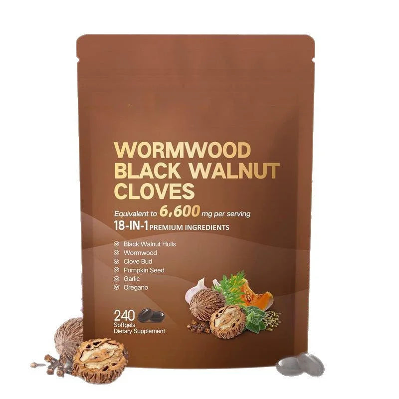 Wormwood, Black Walnut & Clove Herbal Capsules – 18-in-1 Blend with Pumpkin Seed, 240 Capsules