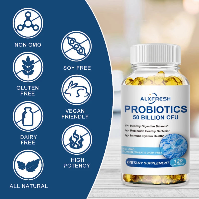 ALXFRESH Probiotic Capsules – Daily Digestive Health & Gut Wellness Supplement