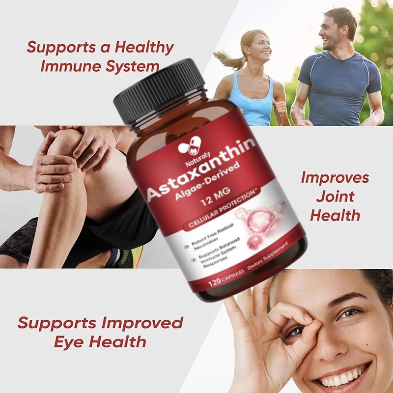 Astaxanthin 12mg Capsules – Antioxidant Support for Heart, Eye, Skin & Joint Health