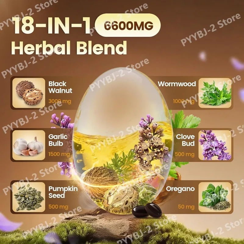 Wormwood, Black Walnut & Clove Herbal Capsules – 18-in-1 Blend with Pumpkin Seed, 240 Capsules