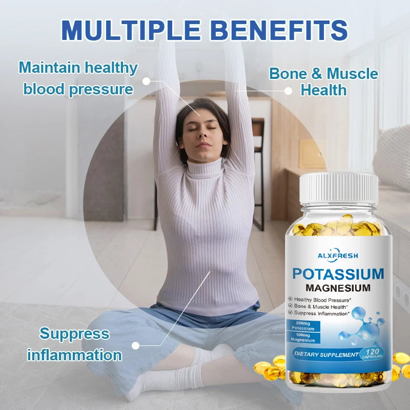 ALXFRESH Potassium & Magnesium Capsules – Daily Mineral & Wellness Supplement