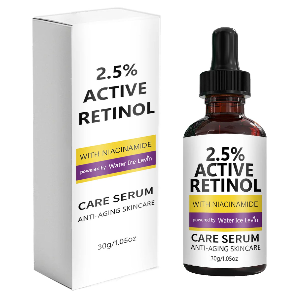 Retinol 2.5% Facial Serum with Niacinamide & Hyaluronic Acid – Hydrating, Smoothing & Anti-Aging Skincare, 30g