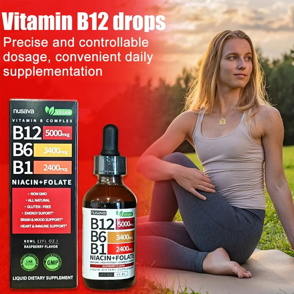 BIYODE Vitamin B12 B6 & B1 Liquid Drops – Triple Absorption Energy & Nervous System Support