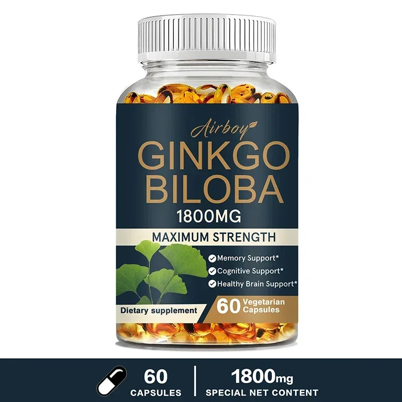 Ginkgo Biloba Capsules – Herbal Antioxidant Supplement, Memory & Cognitive Wellness