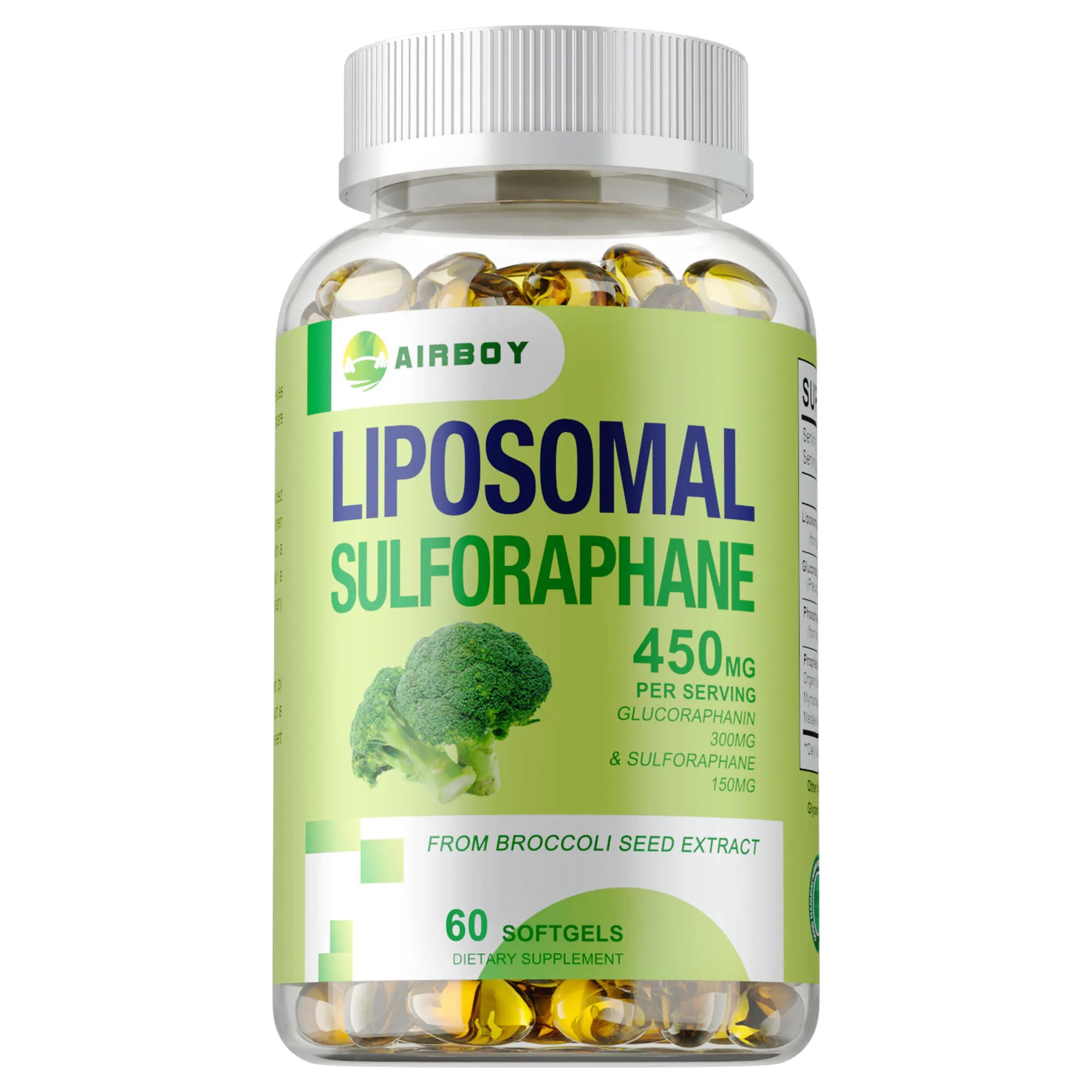 Liposomal Sulforaphane Supplement with Broccoli Seed Extract & Myrosinase – Antioxidant Support for Liver, Brain, Heart, Immune & Cellular Health