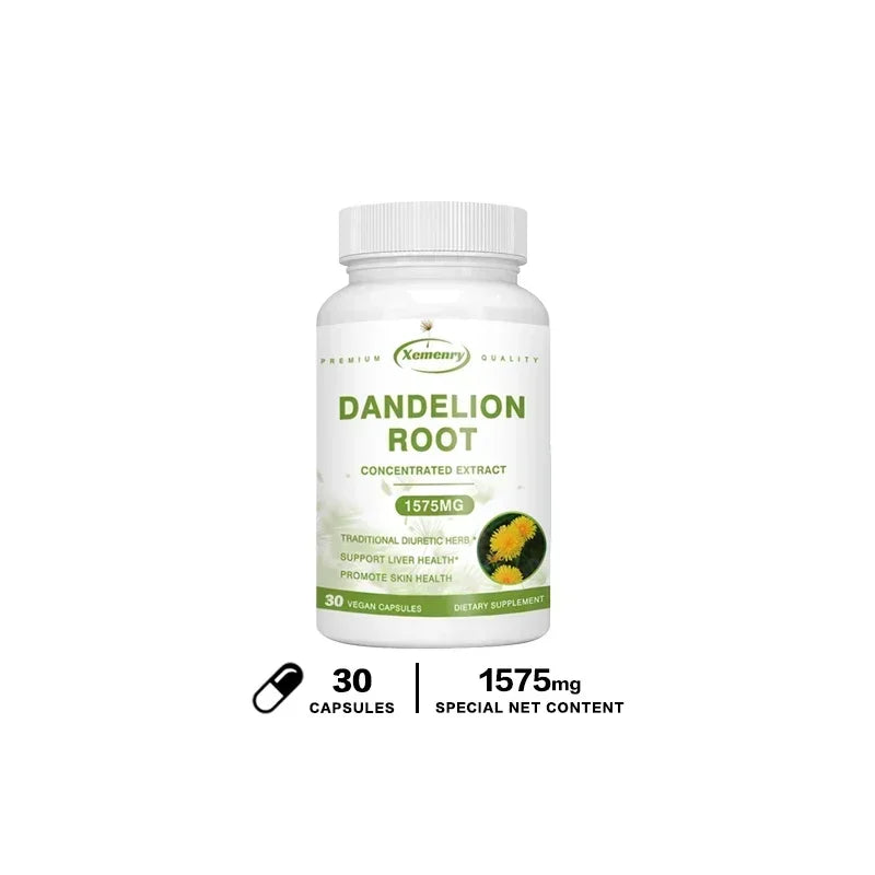 Xemenry Organic Dandelion Root Extract 1575mg Capsules – Daily Liver, Urinary & Immune Support