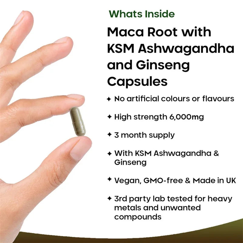 Maca Root Supplement with Ashwagandha & Ginseng – Energy, Mood & Endurance Support