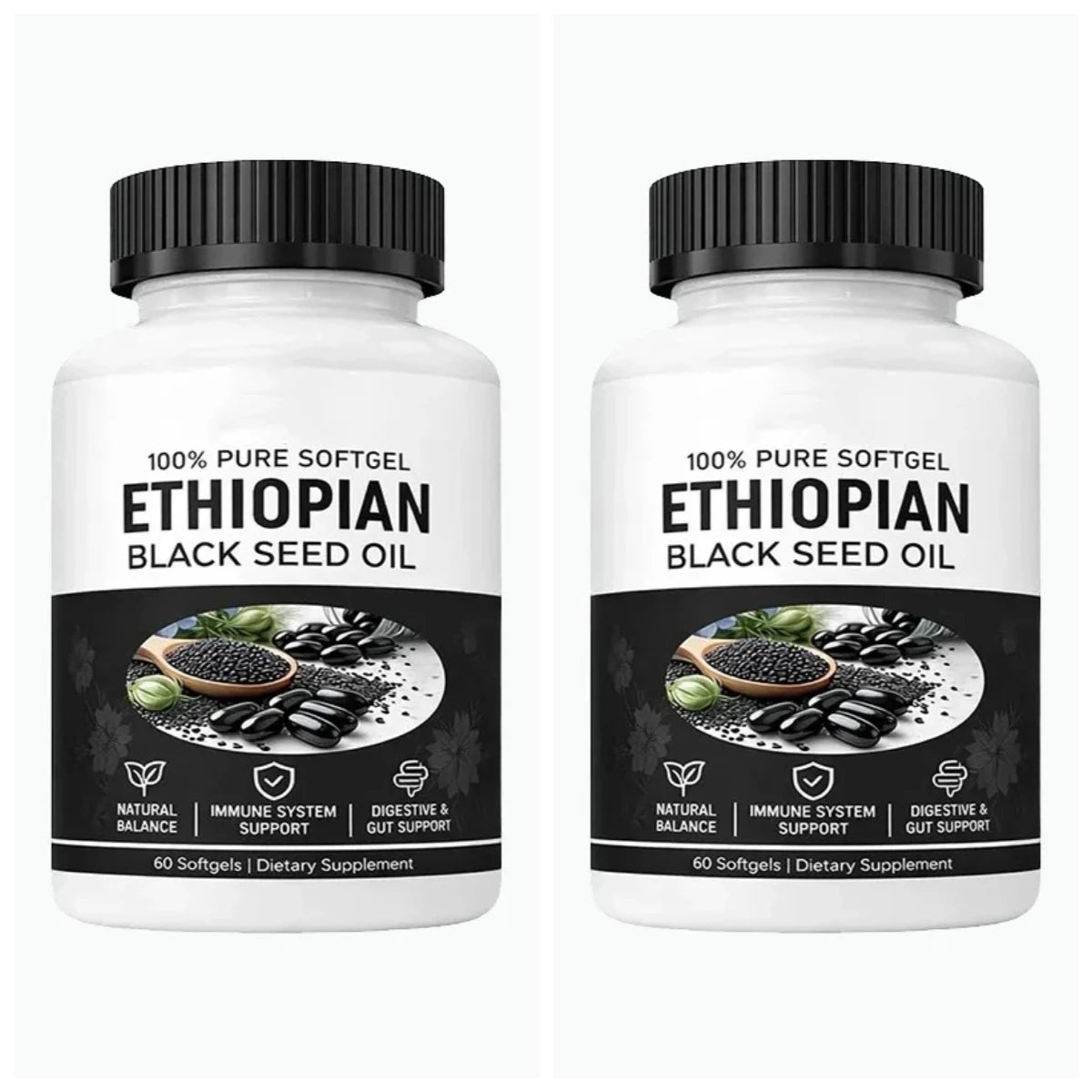 Ethiopian Black Seed Oil Softgels 800mg – 4.64% Thymoquinone, 60 Softgels