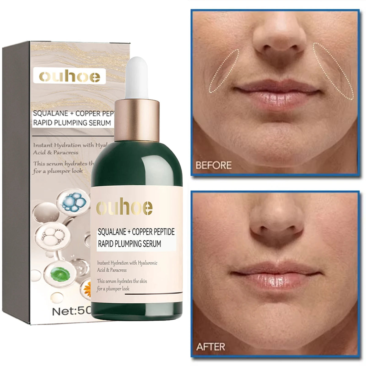 Squalane & Copper Peptide Facial Serum – Hydrating Face and Neck Essence for Smooth, Radiant-Looking Skin