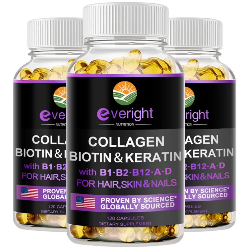 XMSJ Biotin Collagen Keratin & Hyaluronic Acid Capsules – Daily Hair, Skin & Nail Support