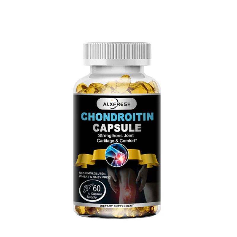 Bottle of Alphresh Chondroitin Capsules on a white background