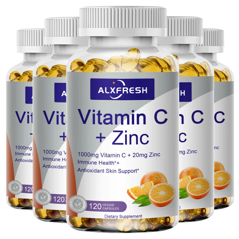 ALXFRESH Vitamin C 1000mg with Zinc 20mg Capsules – Immune Support & Daily Wellness Supplement
