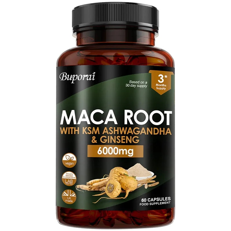 Maca Root Supplement with Ashwagandha & Ginseng – Energy, Mood & Endurance Support