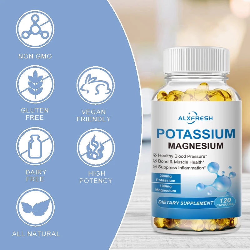 ALXFRESH Potassium & Magnesium Capsules – Daily Mineral & Wellness Supplement