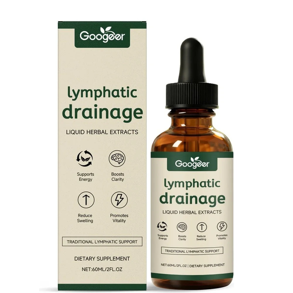 Googeer Lymphatic Drainage Herbal Drops 60ml – Herbal Daily Wellness Supplement with Uncaria & Red Clover