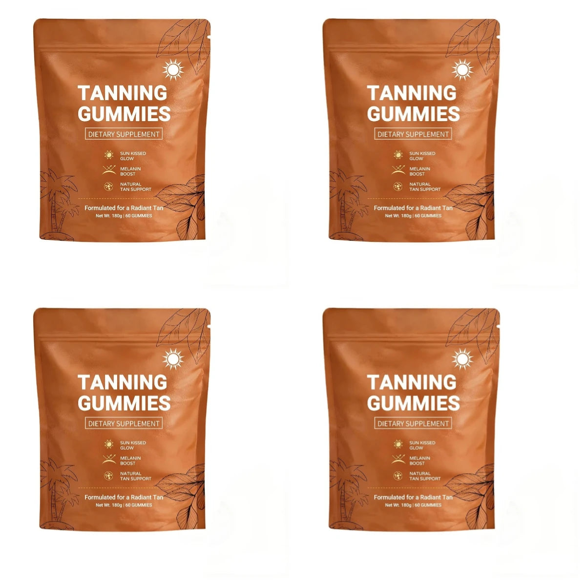 Sunless Tanning Gummies with Beta-Carotene – Bronzing Glow Support, 60 Gummies