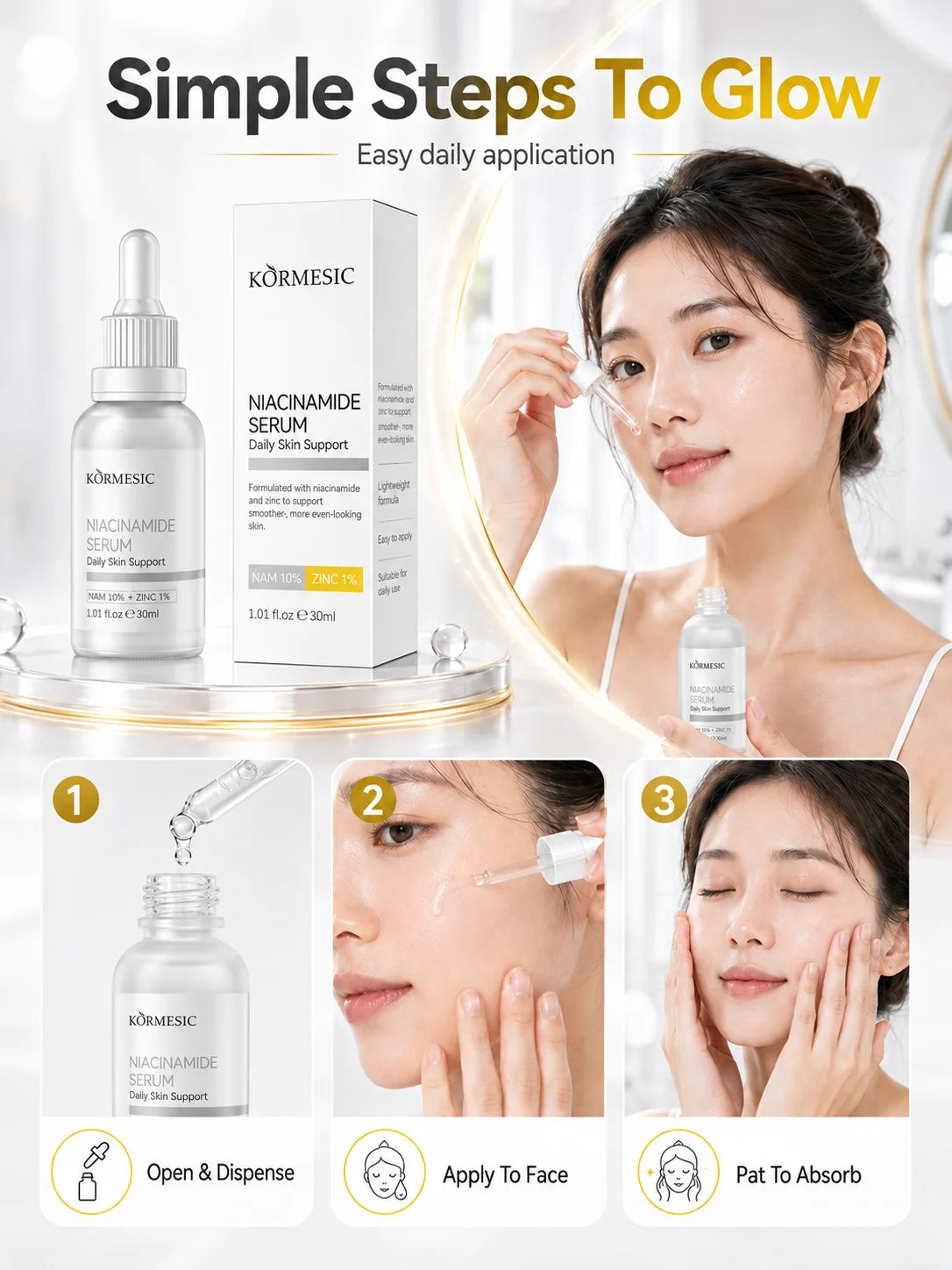 Niacinamide 10% + Zinc 1% Facial Serum 30ml – Hydrating Skincare for a Smoother, More Even-Looking Complexion