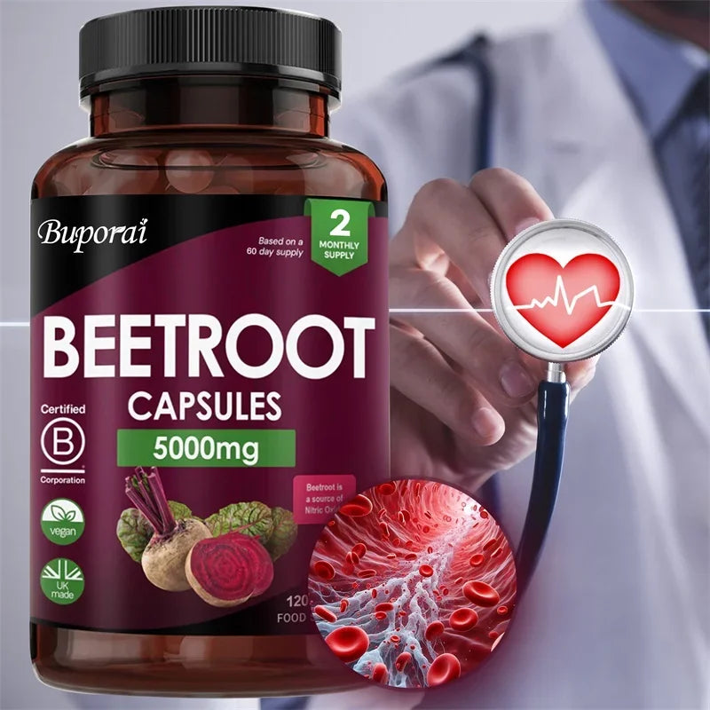 PSLALAE Beetroot 5000mg Capsules – Nitric Oxide, Circulation, Heart Health & Energy Support Supplement
