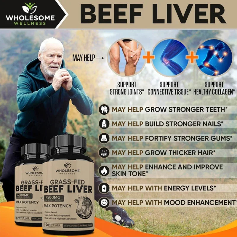 Grass Fed Beef Liver Capsules – New Zealand Freeze-Dried Liver for Energy, Iron, Heart, Brain & Immune Support