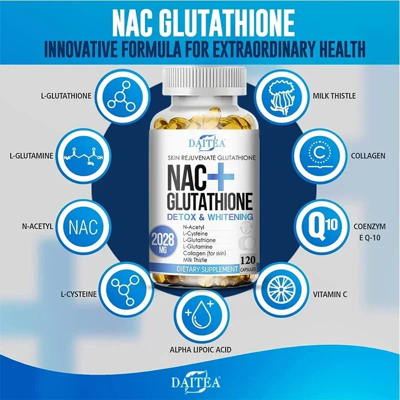 DAITEA NAC + Glutathione Capsules – Antioxidant & Daily Cellular Wellness Supplement