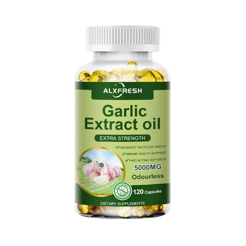 ALXFRESH Garlic Oil Capsules for Heart Health, Cholesterol Support & Immune System Wellness | Odorless Garlic Supplement | 60/120 Capsules