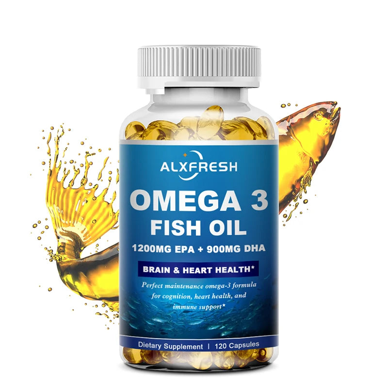 ALXFRESH Wild Caught Omega-3 Fish Oil Softgels – High EPA & DHA Daily Dietary Supplement