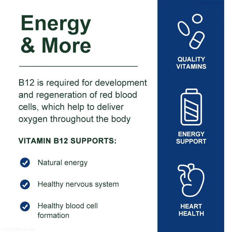 ALXFRESH Vitamin B12 Capsules – Daily Energy, Brain & Nervous System Support Supplement