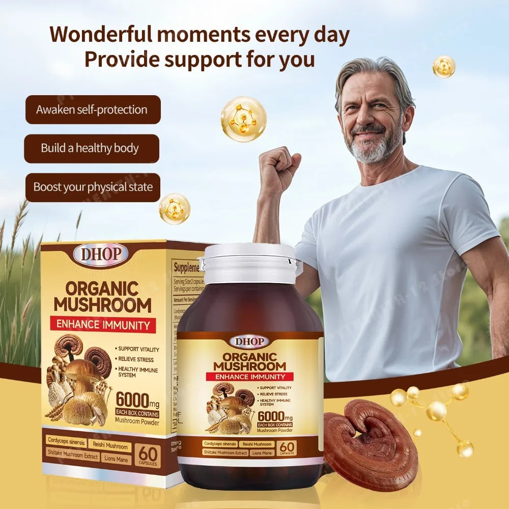 Mushroom Complex Capsules – Cordyceps, Reishi, Shiitake & Lion’s Mane Blend, 60 Capsules
