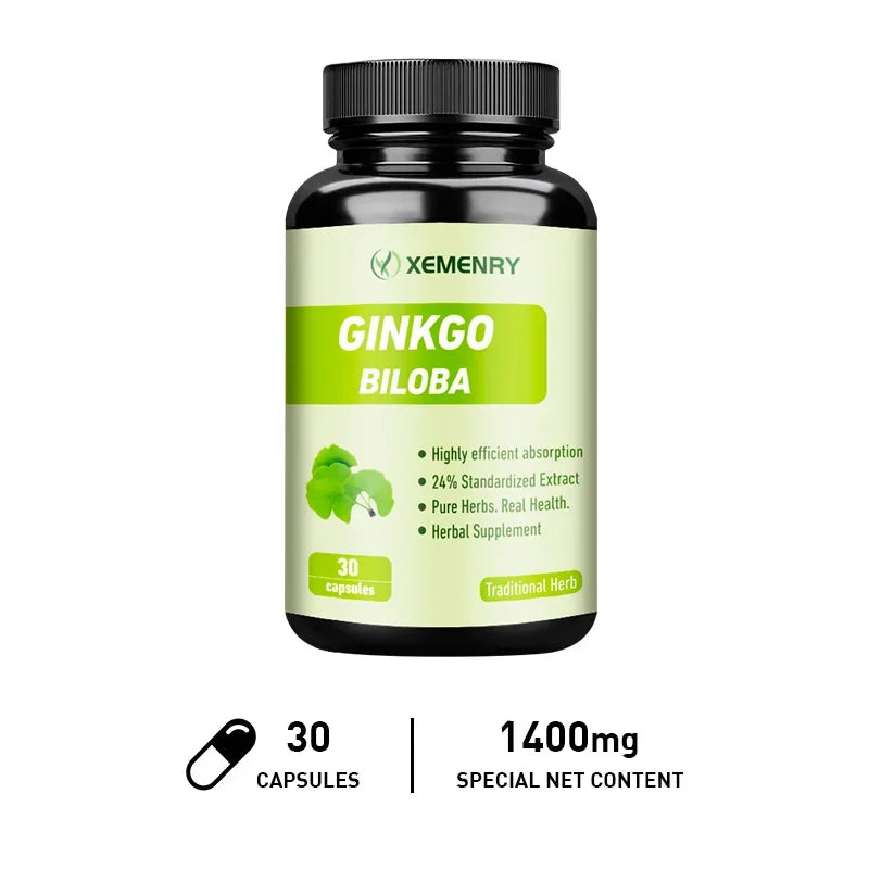 Xemenry Ginkgo Biloba Capsules – Daily Brain & Cognitive Health Supplement for Focus & Memory Support