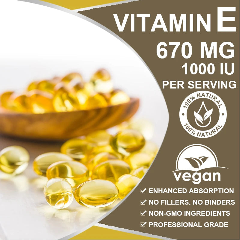 ALXFRESH Vitamin E 670 mg (1000 IU) Capsules – Antioxidant & Daily Wellness Supplement