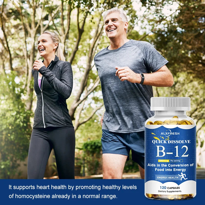 ALXFRESH Vitamin B12 Capsules – Daily B12 Supplement for Energy, Nervous System & Mood Support