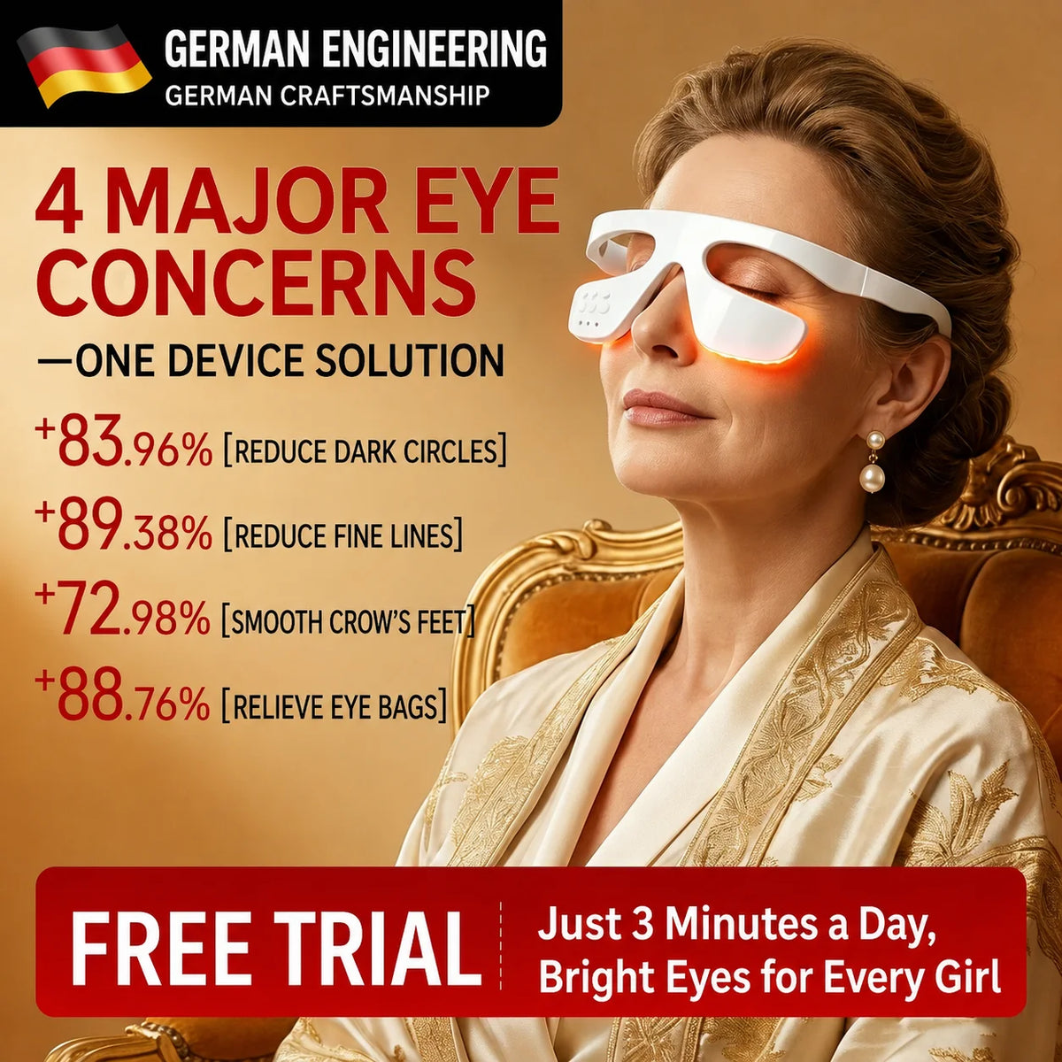 Electric Eye Massager – LED Light, Ionic Care & Vibration Massage Device