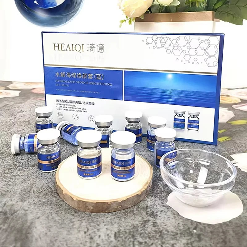 Sponge Spicule Facial Skincare Kit – Hydrating Skin Renewal Treatment with Peptide Ingredients, 5 Applications