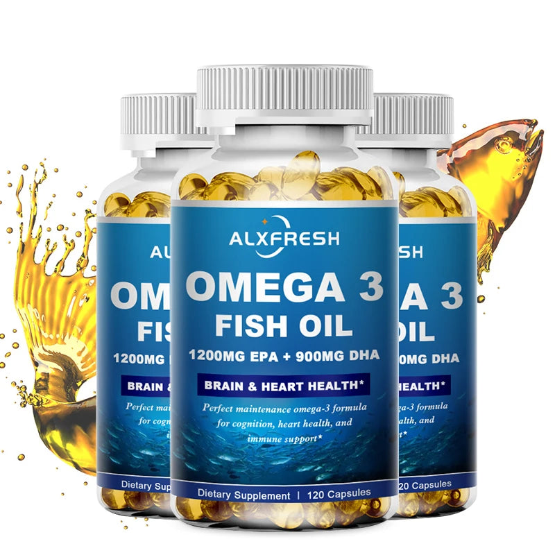 ALXFRESH Wild Caught Omega-3 Fish Oil Softgels – High EPA & DHA Daily Dietary Supplement