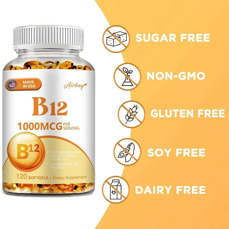 XEMENRY Vitamin B12 Capsules – Daily Energy, Brain & Nervous System Support Supplement