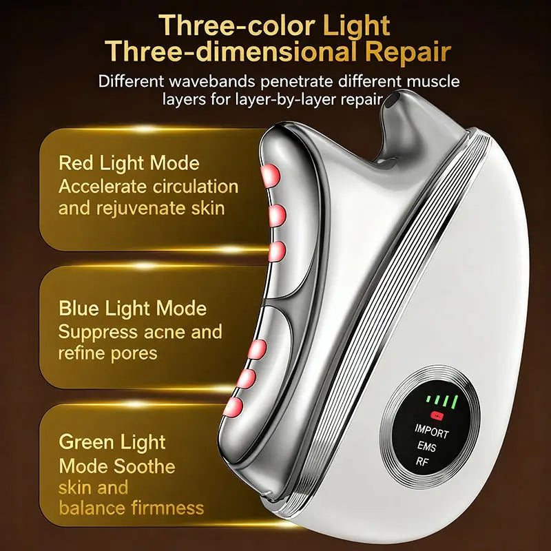 4-in-1 Electric Gua Sha Facial Massager – Microcurrent & LED Skincare Tool for Face and Neck