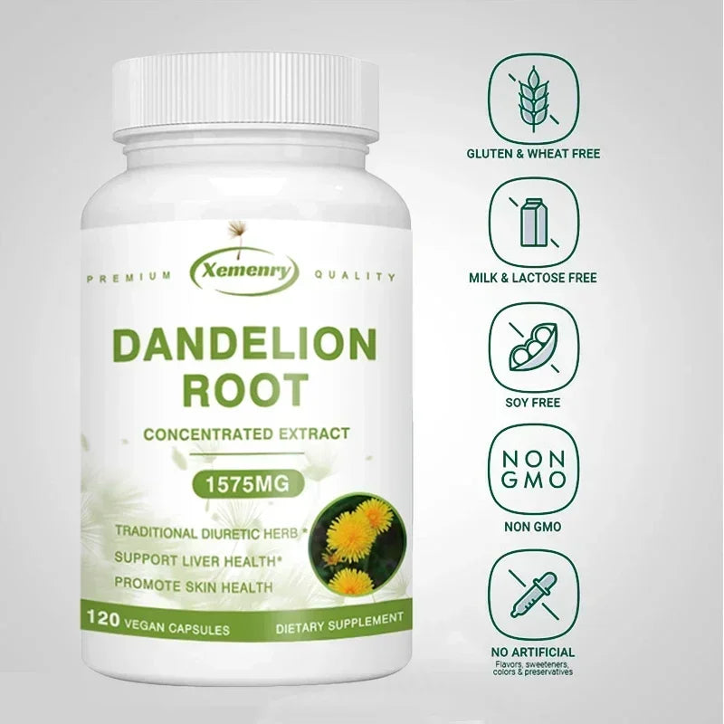Xemenry Organic Dandelion Root Extract 1575mg Capsules – Daily Liver, Urinary & Immune Support