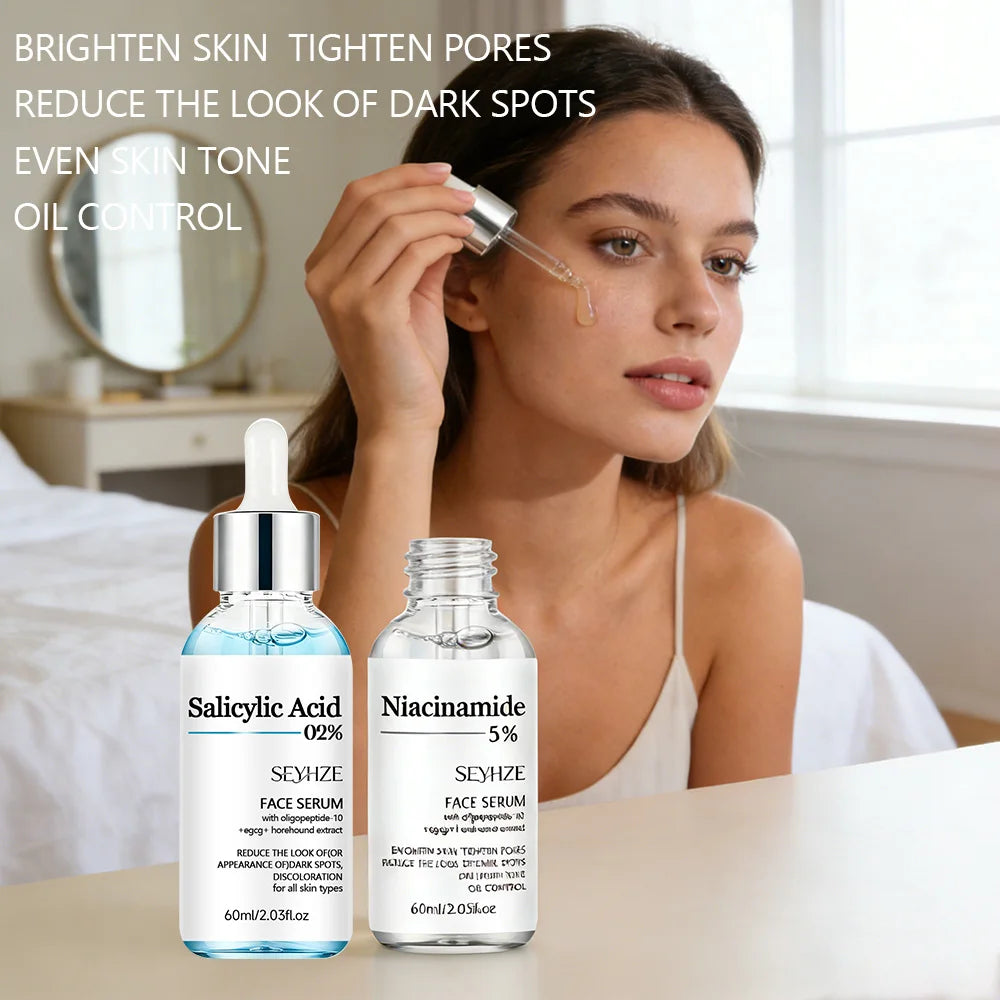 Salicylic Acid & Niacinamide Facial Serum Set – 2-Piece Skincare Duo for Hydration and Oil Control