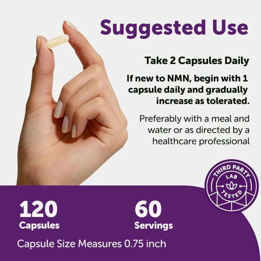 NMN Capsules 1000mg with Resveratrol, CoQ10 & Vitamin C – Vegan Daily Wellness Supplement, 120 Capsules