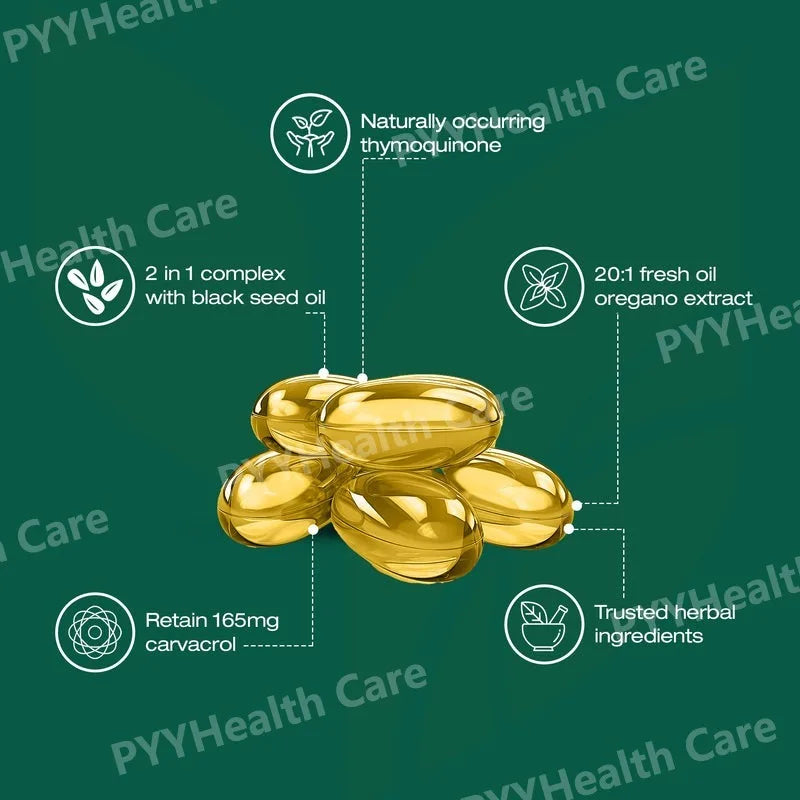Oregano Oil & Black Seed Oil Softgels – Daily Immune & Digestive Health Support
