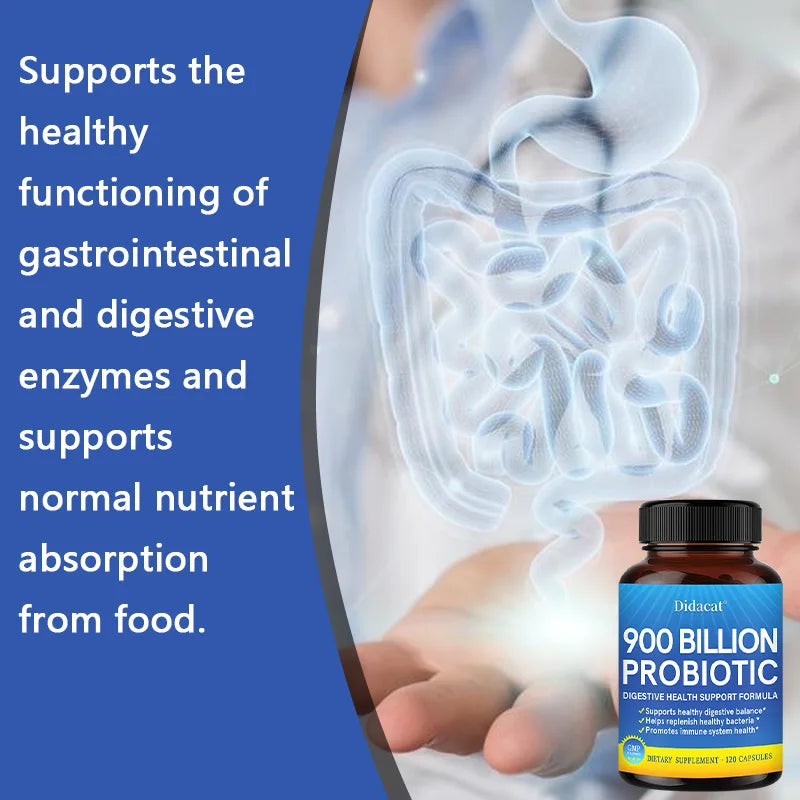 900 Billion Probiotic Capsules – Digestive Health, Gut Flora Balance & Immune Support