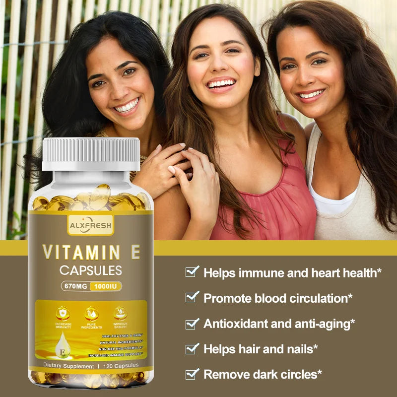 ALXFRESH Vitamin E 670 mg (1000 IU) Capsules – Antioxidant & Daily Wellness Supplement
