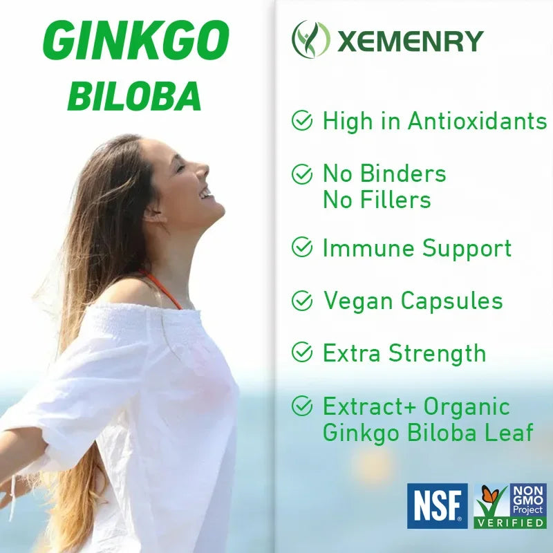 Xemenry Ginkgo Biloba Capsules – Daily Brain & Cognitive Health Supplement for Focus & Memory Support