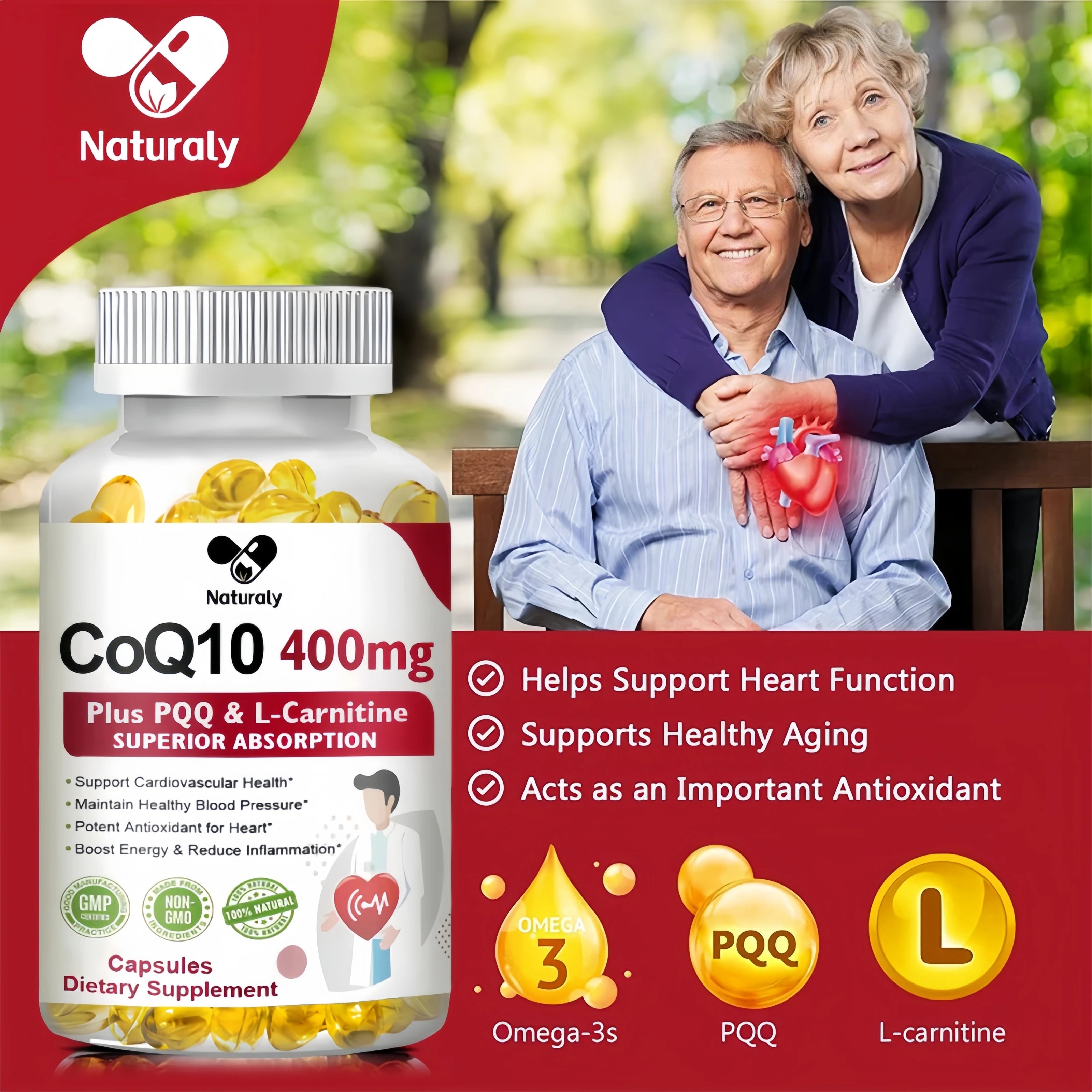 CoQ10 400mg with PQQ Capsules – Heart, Brain, Energy & Antioxidant Support