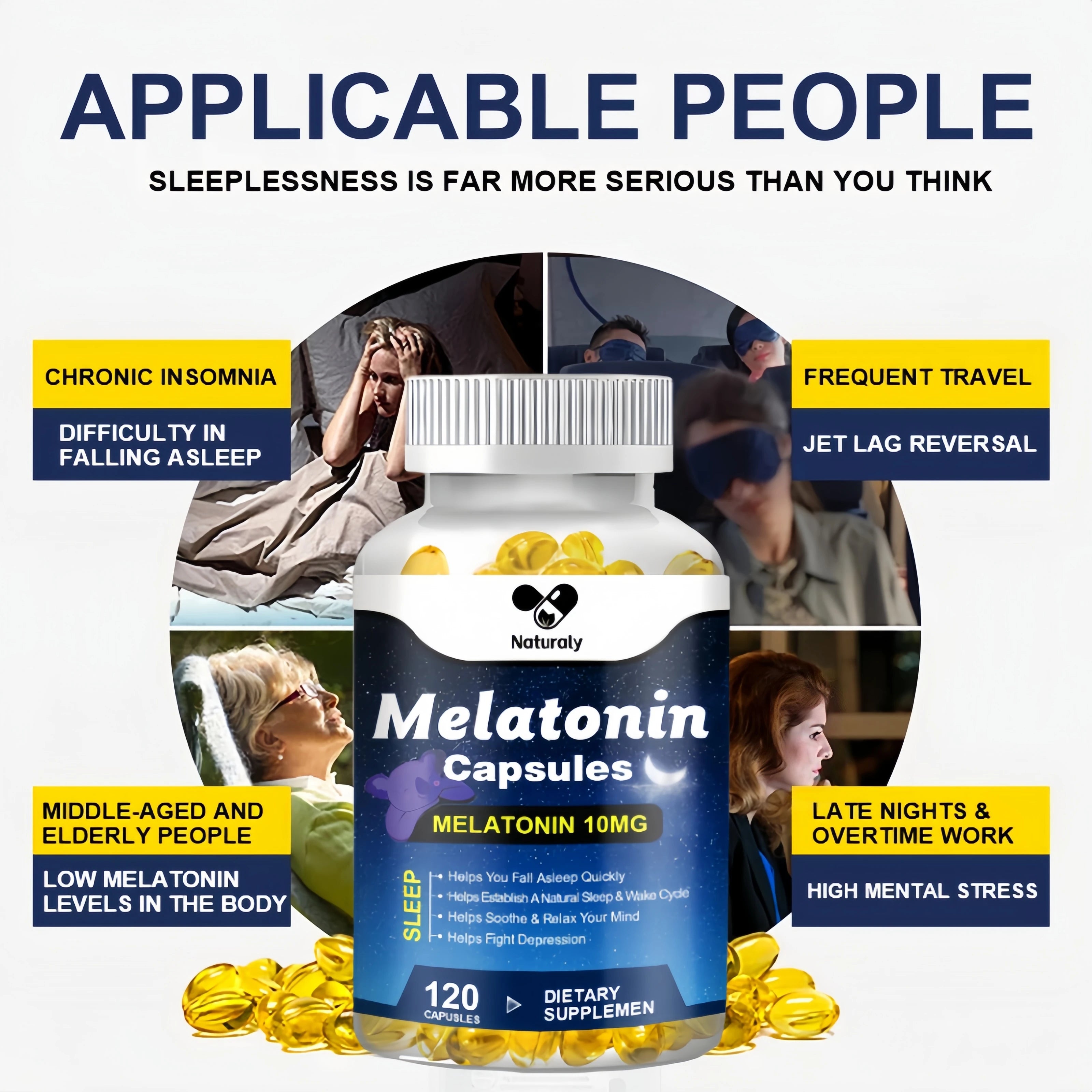 Melatonin Capsules – Natural Sleep Support, Relaxation & Jet Lag Relief