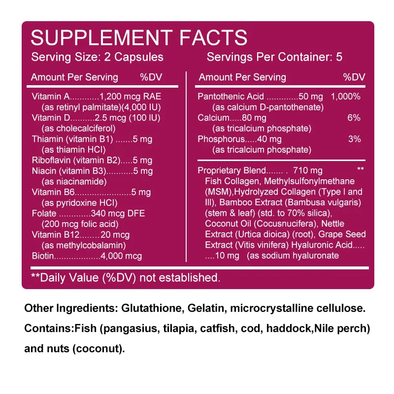 ALXFRESH Collagen, Glutathione & Vitamin C Capsules – Skin, Hair & Nail Support Supplement