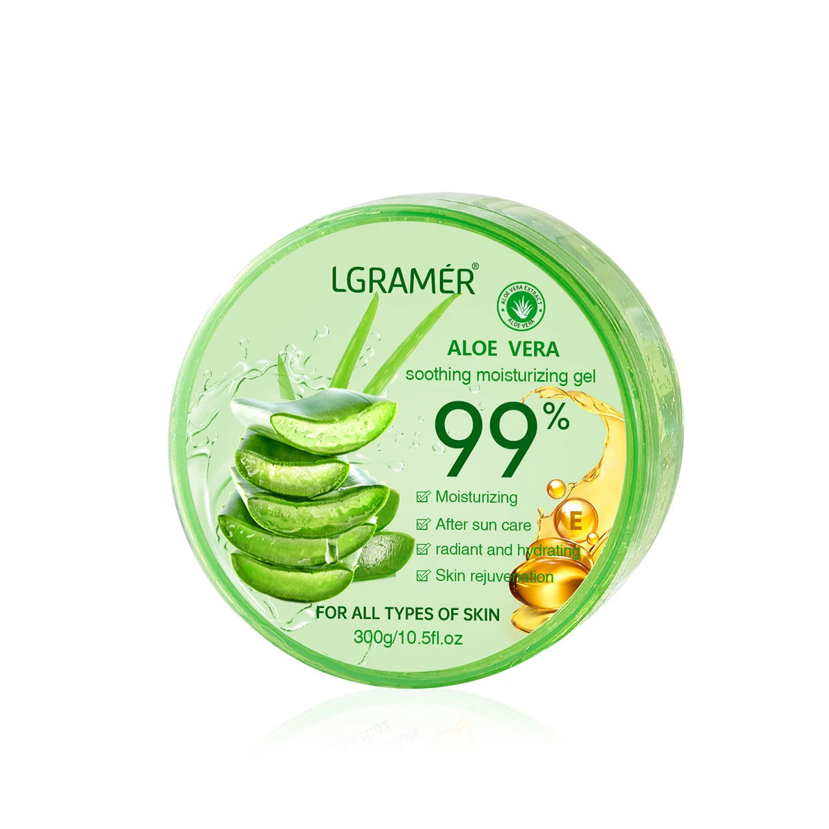 LGRAMÓR aloe vera gel container on a white background